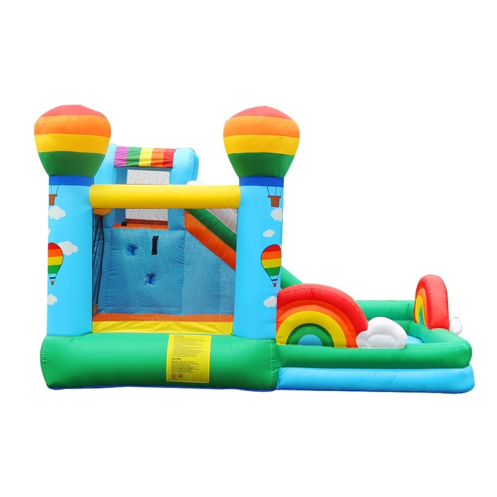 Summer rainbow water slide hot air balloon inflatable bounce house bouncy castle party party amusement park family children jump