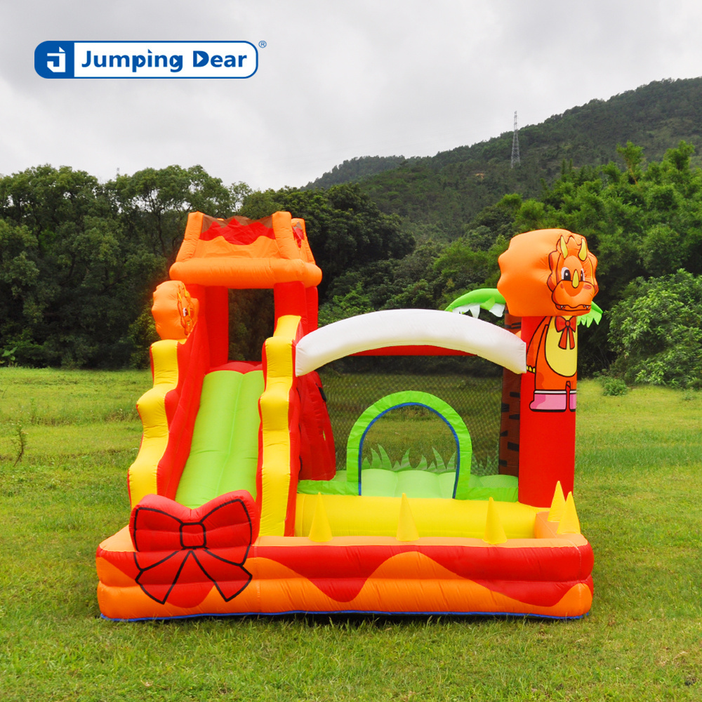 Volcano dinosaur inflatable bounce house dry slide bounce castle with climbing wall flame jumping bed inflatable bounce house