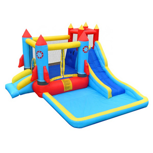 Suitable for outdoor inflatable bounce house water slide with water gun rock climbing wall jump pool ball pool elastic castles