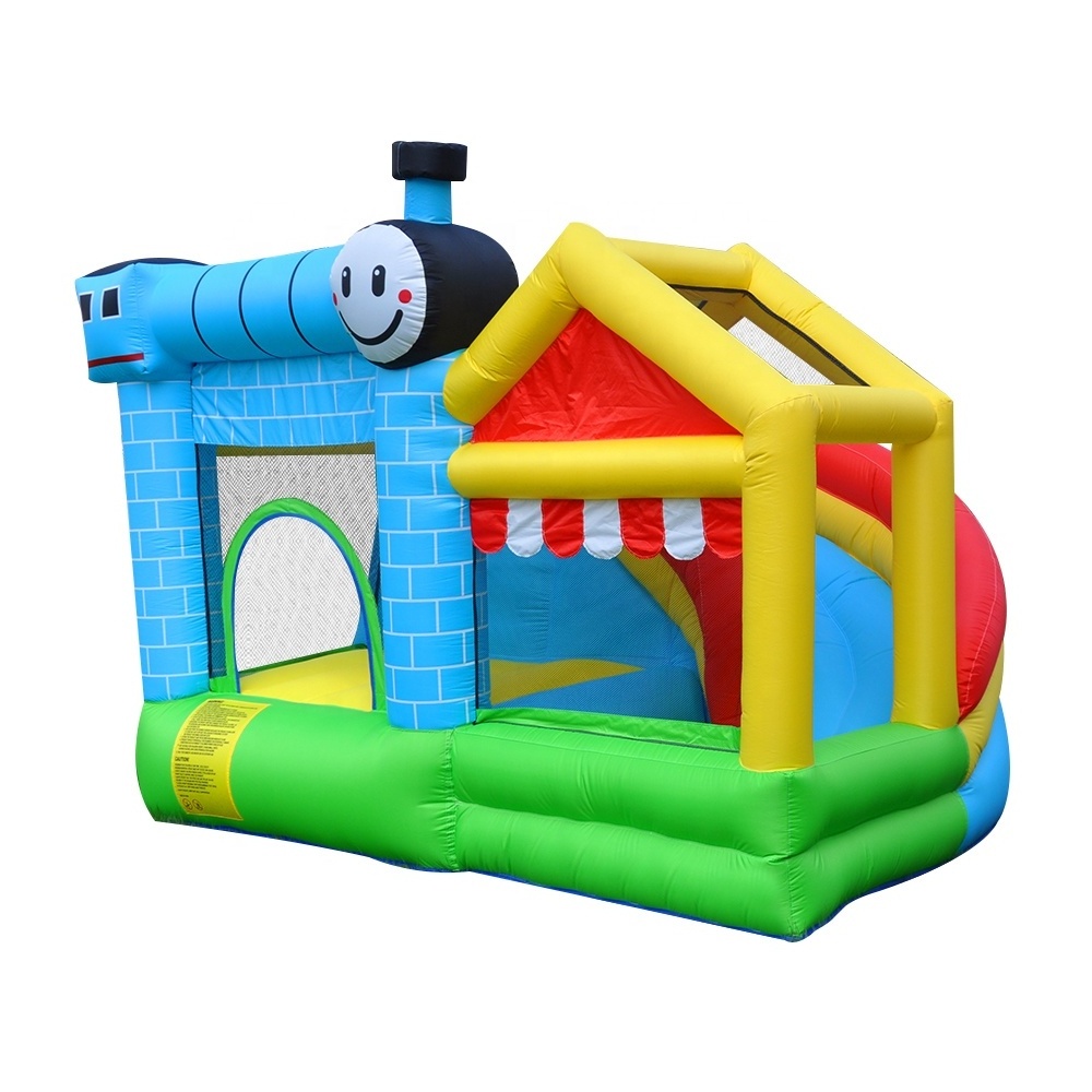 Birthday party commercial inflatable bouncer small train bounce house dry slide combination set castle game house