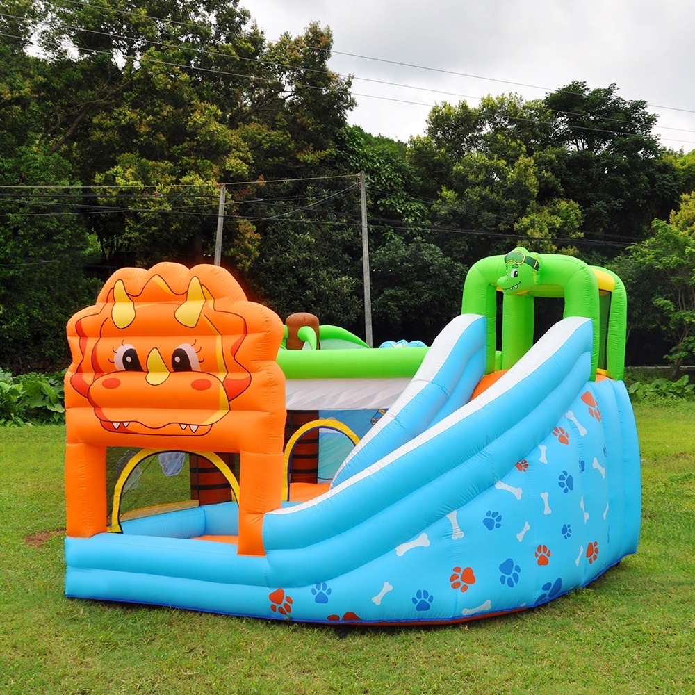 Little lion slide inflatable jumping bouncing house dinosaur bouncing castle inflatable castle with air cushion jumping ball pit