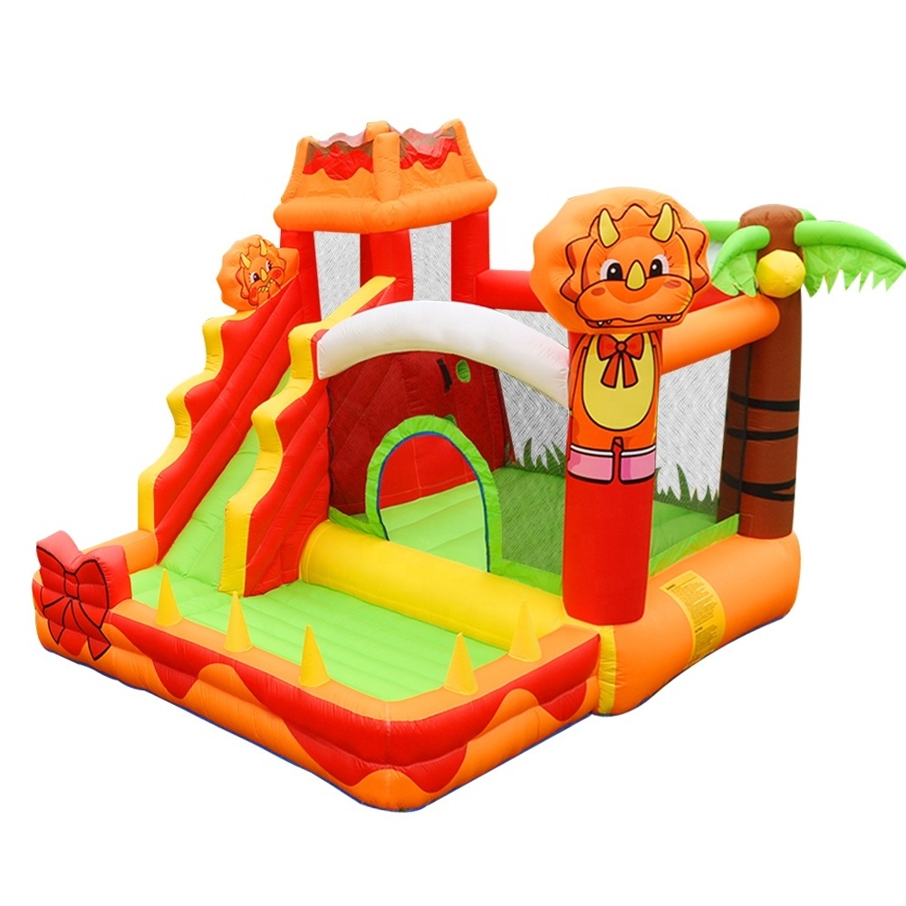 Volcano dinosaur inflatable bounce house dry slide bounce castle with climbing wall flame jumping bed inflatable bounce house