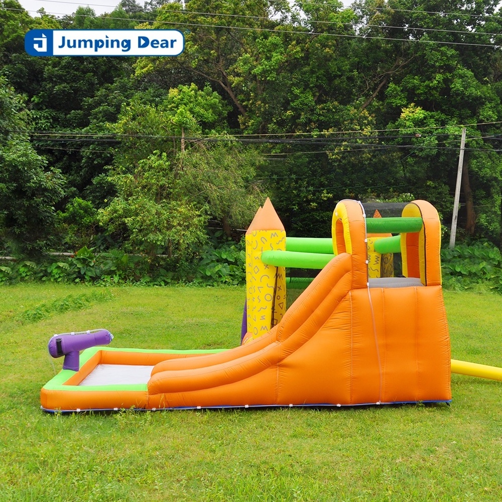 Inflatable diving slide pool water park with water splash function rock climbing wall large pool long water slide