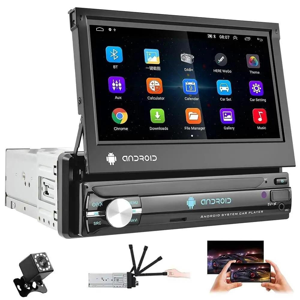 Android Car Stereo Single Din 7 Inch Flip Out Touch Screen In Dash Gps Navigation Sony Car Radio With Bt