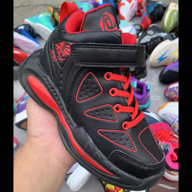 C2420-2 High Quality Leather Kids Basketball Shoes For Boys Breathable sneakers Footwear Wholesale Kids Sport Shoes