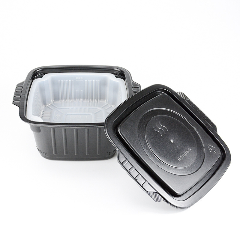 Disposable Lunch Box Food Containers Self Heat Hot Pot Plastic with Lid in Black Custom OEM/ODM Food Packaging Food Grade PP