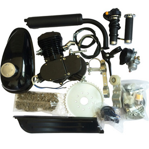 Black Silver 80cc Bicycle Engine Motor Kit 2 Stroke Gasoline Engine Kit Set for Motorized Bicycle Bike Motorcycle