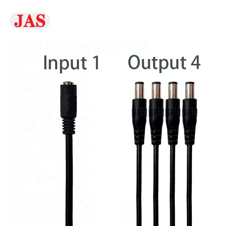 hot sale 1 To 4 Way DC Power Splitter Cable 1 Female To 4 Male 5.5 x 2.1mm Jack Connectors Power Adapter Splitter Wire For CCTV