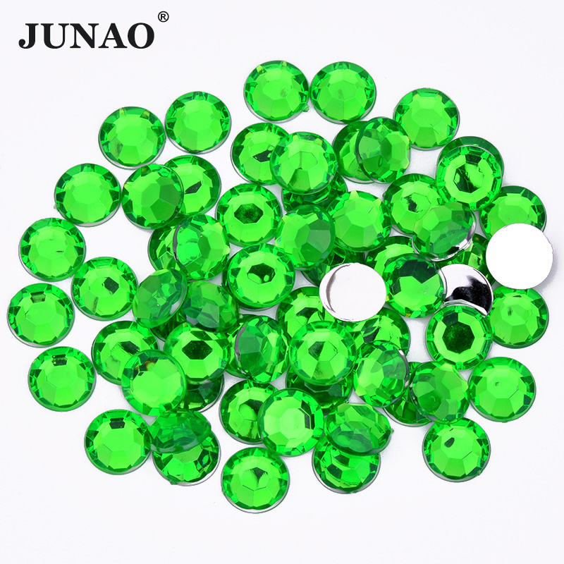 JUNAO 2mm 8mm 10mm 14mm 20mm Flatback Round Rhinestones Round Glue On Diamonds Acrylic Crystal Stones Bulk