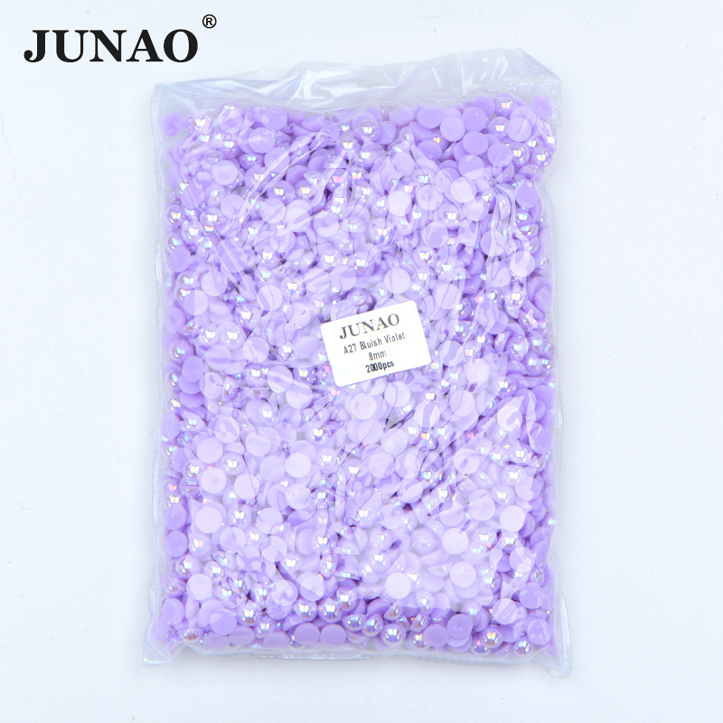 JUNAO 1.5-14mm Pearl Half Round Necklace Making Flatback Pearls Semi Round Glue On 8mm White Pearl Beads Bulk For Decoration