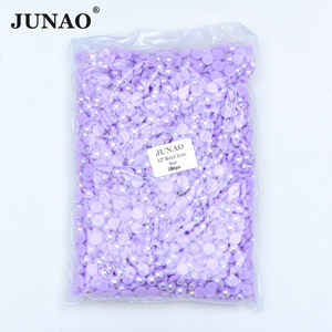 JUNAO 1.5-14mm Pearl Half Round Necklace Making Flatback Pearls Semi Round Glue On 8mm White Pearl Beads Bulk For Decoration