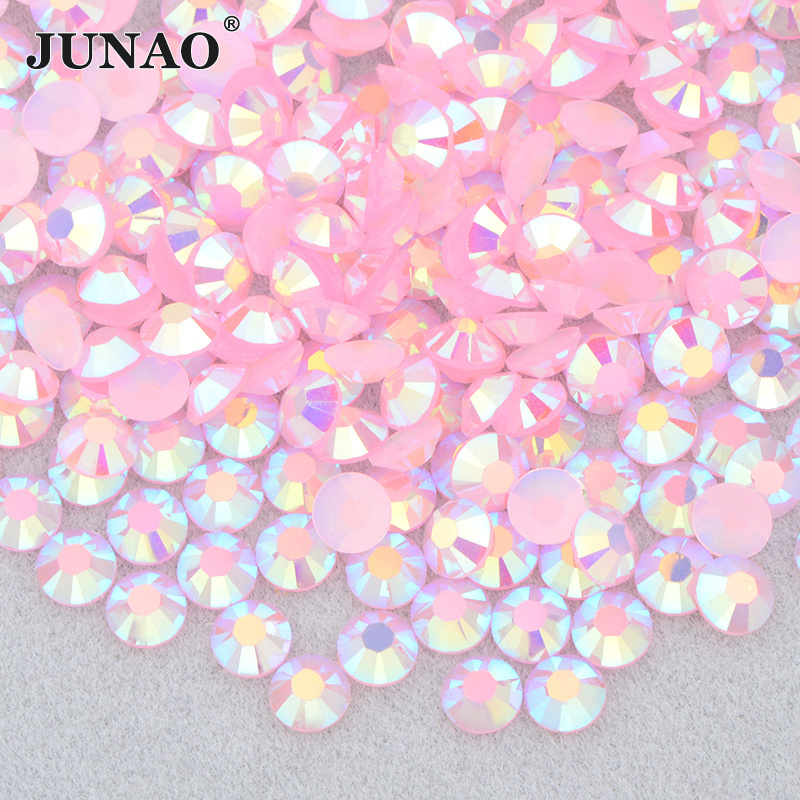 JUNAO Wholesale 2mm-6mm Round Strass Gems Jelly Rhinestones Bulk Transparent Tumbler Cup Flatback Rhinestones Resin For DIY