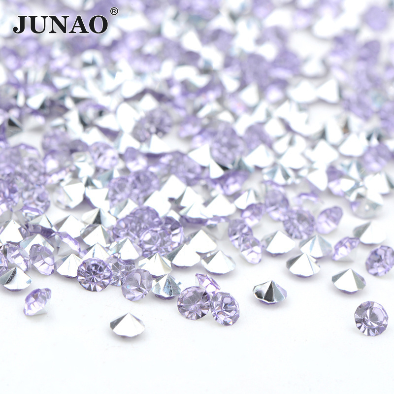 JUNAO Hot Selling Silver Back Resin Pointback Gems Manicure Nail Rhinestones Bulk Stick On Resin Crystal Stones For DIY