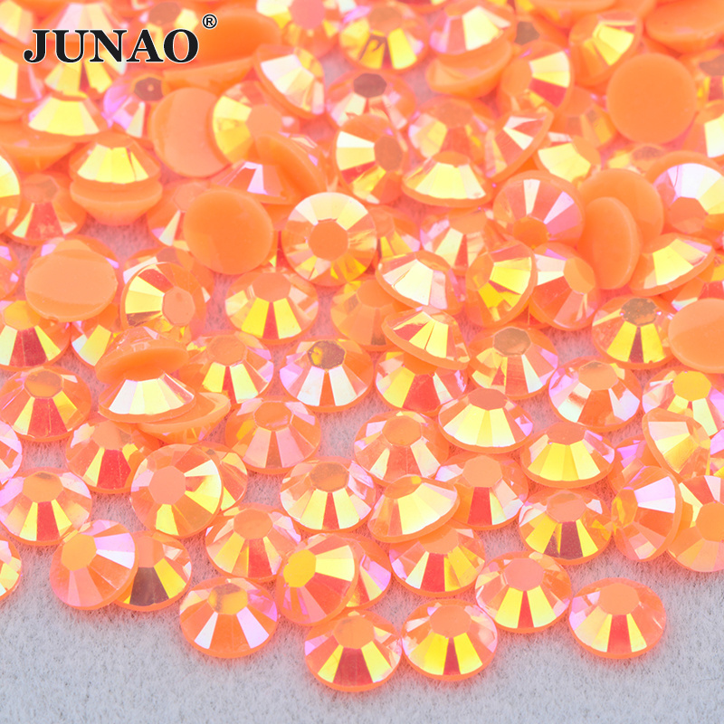 JUNAO Wholesale 2mm-6mm Round Strass Gems Jelly Rhinestones Bulk Transparent Tumbler Cup Flatback Rhinestones Resin For DIY