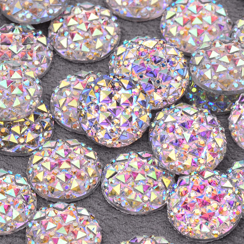 6 8 10 12 16 20 30 35mm Flat Back Resin Crystal Strass Large Round Crystal AB Rhinestone for Crafts