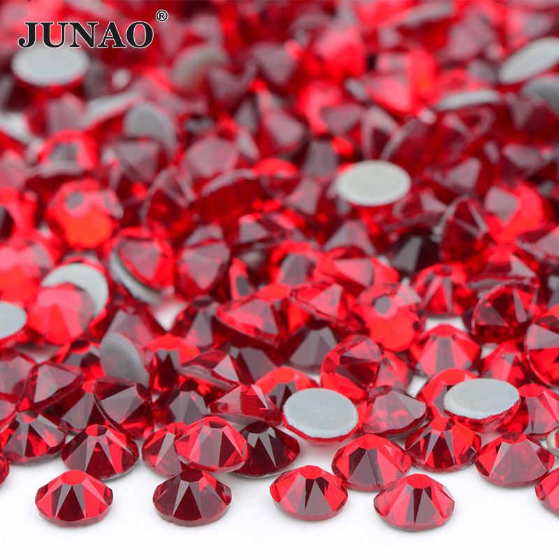 JUNAO SS6-SS20 16 Cut Facets Crystal AB Strass Flatback Nail Crystal Stone Hotfix Glass Rhinestone For DIY Crafts