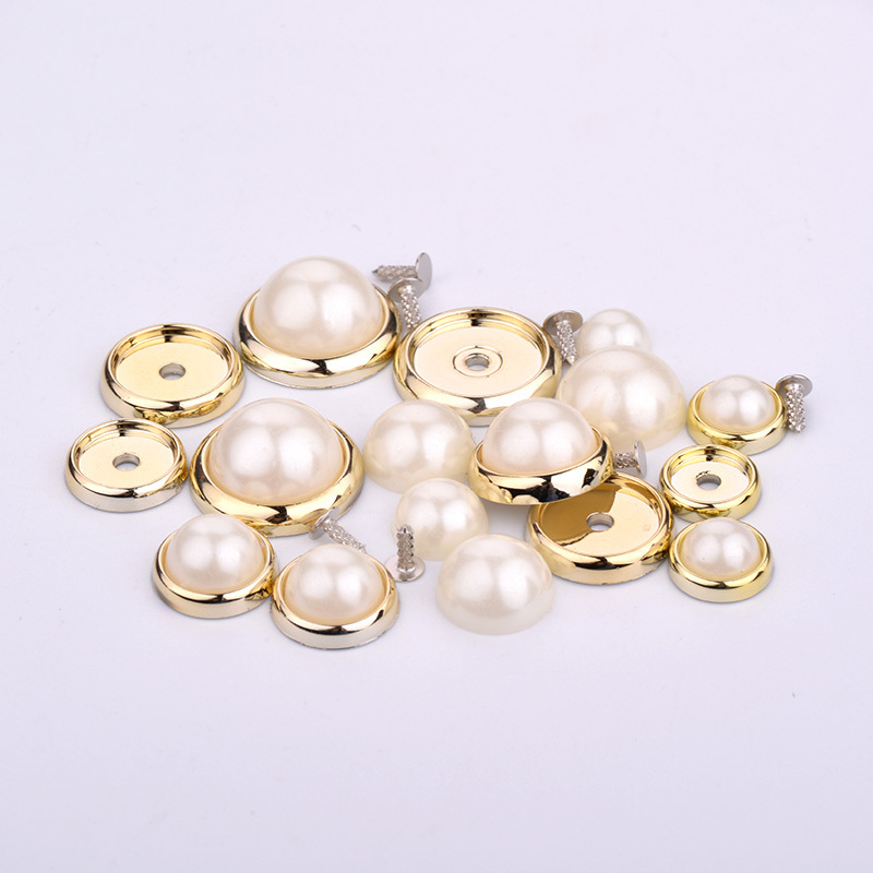 6 8 10 12 14mm White Pearls Beads Appliques Claw Rhinestones Spikes Studs Round Rivet for Leather Clothes Sewing Fabric