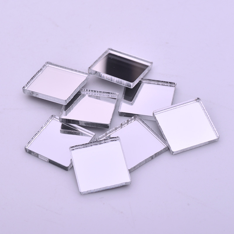 High Quality 12mm Shiny Clear Crystal Sew On Acrylic Stones Strass Flatback Silver Applique Square Mirror Rhinestones