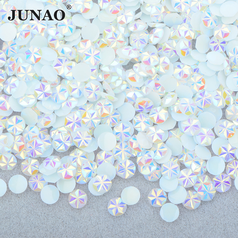 Wholesale 5mm Gold Rose AB Flower Crystal Strass Glue On Round Stones Flatback Resin Rhinestone for Clothes Jewelry Crafts