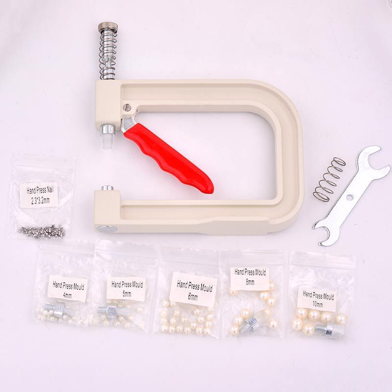 Pearl Setting Machine Hand Press Beads Tools Rivet Fix Machine for 4 5 6 8 10 12mm White Pearl Beads DIY Clothes Crafts