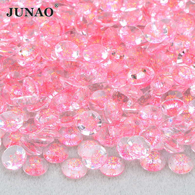 JUNAO Glitter Gold Nail Jelly Rhinestones 3mm 4mm 5mm 6mm Resin Rhinestones Flatback Bulk Glitter Resin Crystal For Manicure DIY