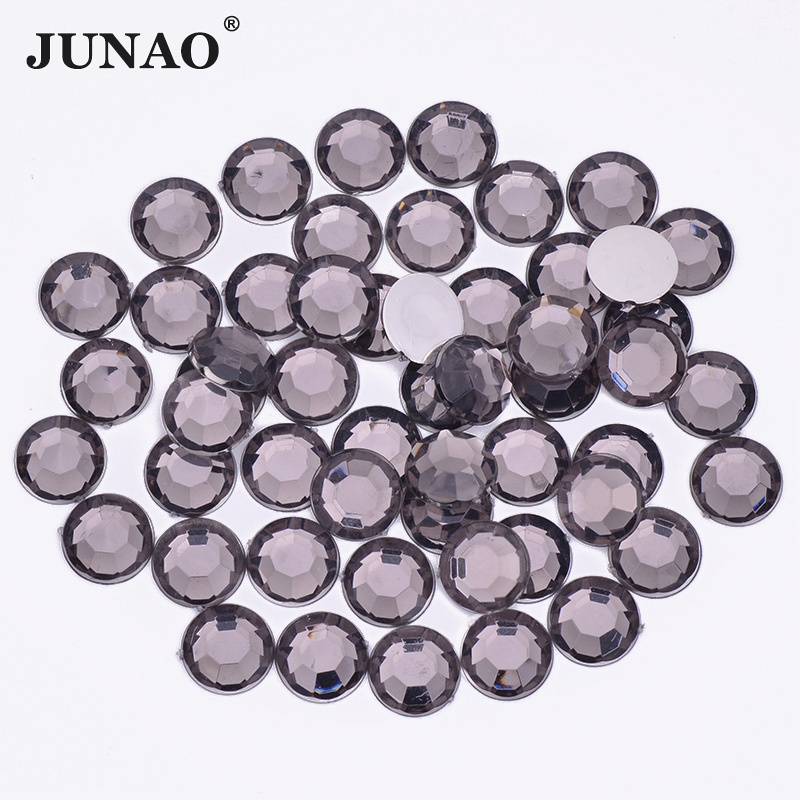 JUNAO 2mm 8mm 10mm 14mm 20mm Flatback Round Rhinestones Round Glue On Diamonds Acrylic Crystal Stones Bulk