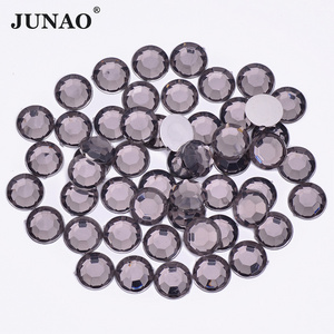 JUNAO 2mm 8mm 10mm 14mm 20mm Flatback Round Rhinestones Round Glue On Diamonds Acrylic Crystal Stones Bulk