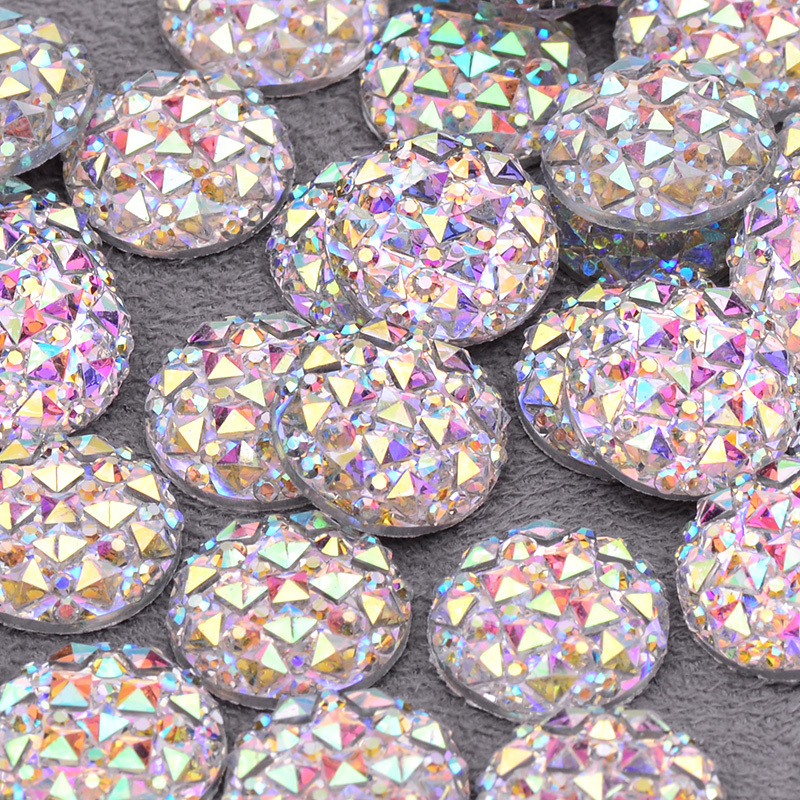 6 8 10 12 16 20 30 35mm Flat Back Resin Crystal Strass Large Round Crystal AB Rhinestone for Crafts