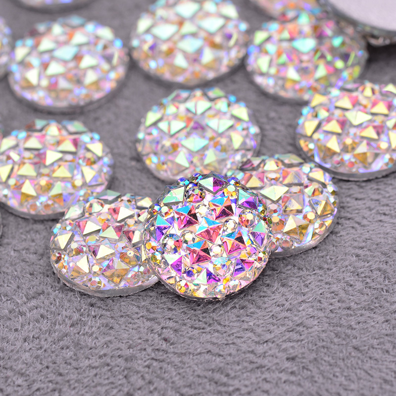 6 8 10 12 16 20 30 35mm Flat Back Resin Crystal Strass Large Round Crystal AB Rhinestone for Crafts