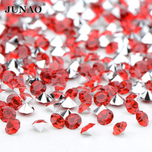 JUNAO Hot Selling Silver Back Resin Pointback Gems Manicure Nail Rhinestones Bulk Stick On Resin Crystal Stones For DIY