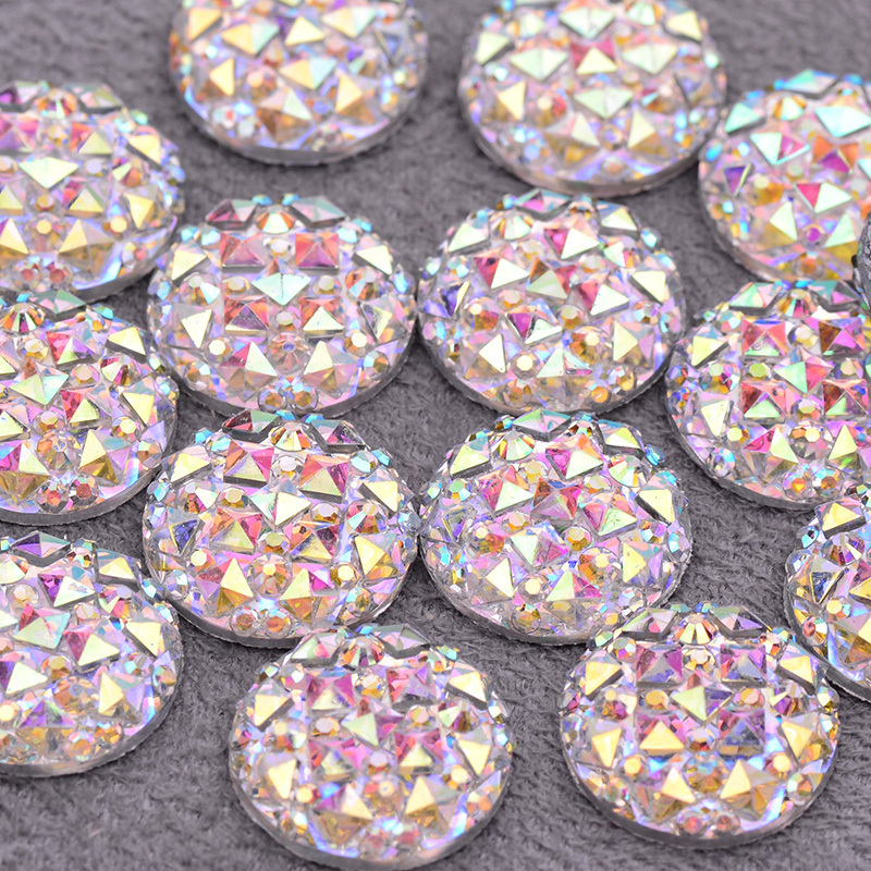 6 8 10 12 16 20 30 35mm Flat Back Resin Crystal Strass Large Round Crystal AB Rhinestone for Crafts