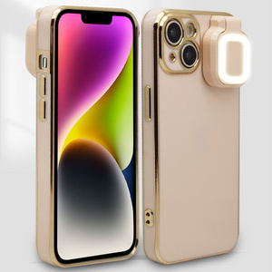 Soft Shockproof Electroplated TPU Phone Case With Ring LED Light Flashlight For iPhone 15 14 Pro Max 13 12 11 Pro Cover