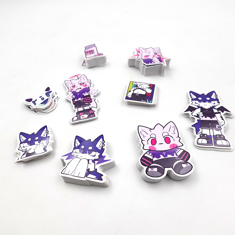 customized wholesale luggage toy kawaii cute journal anime logo printing die cut label adhesive vinyl cartoon stickers