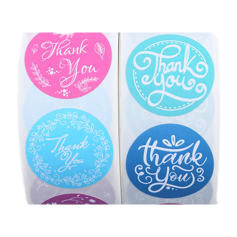 Adhesive Floral Thank You Sealing Sticker Custom Printing Labels Round Sticker Roll