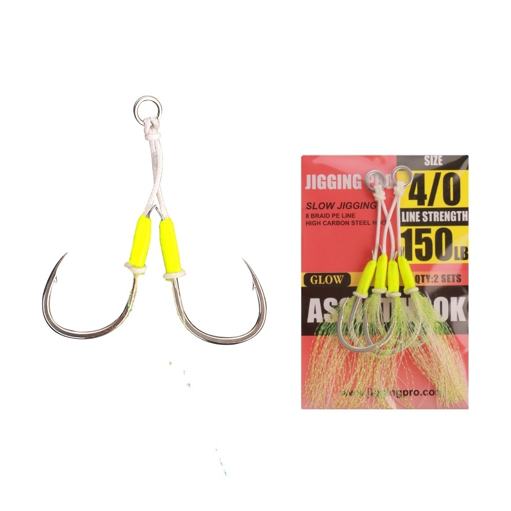 Jiggingpro Double BKK Fishing Assist Hooks 1/0 2/0 3/0 4/0 Jig Hooks High Carbon Steel Hooks For Fishing For Snapper