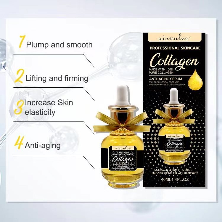 factory supply  OEM ODM 24K gold liquid pure perfume collagen/VC/VE/Aloe facial oil  anti aging facial serum