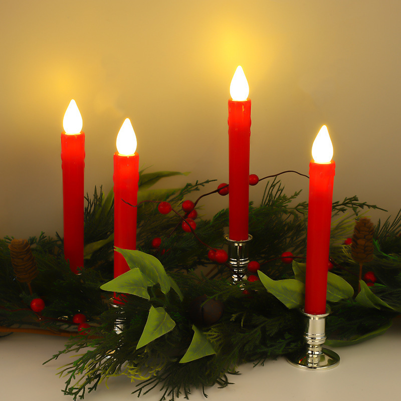 Wedding Decor Ivory Wholesale Paraffin Wax Candle Warmer led Pillar Flicker Wave Edge Taper Candles