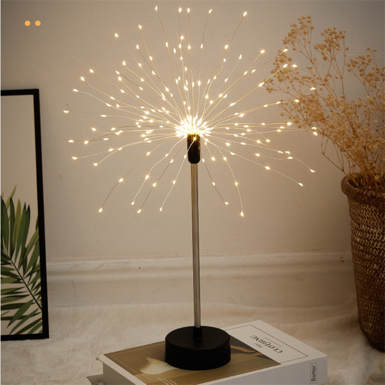 LED Dandelion Garden Decorative Copper Wire Firework Lights indoor table desk table lamp Heating White Battery CE Theme Park ABS