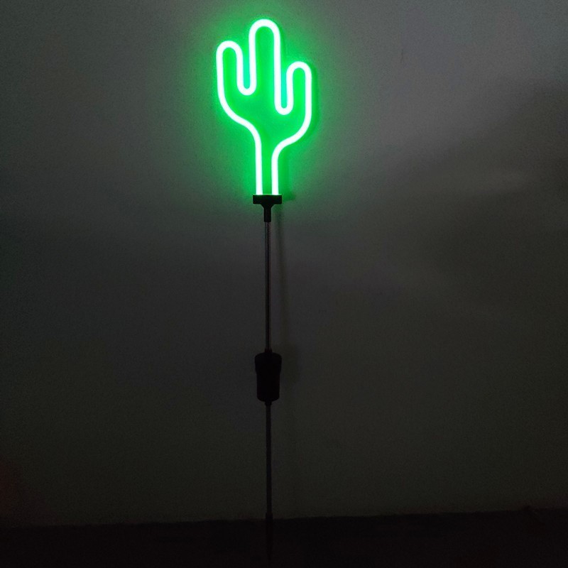 Cactus Solar Garden Stake Lights Outdoor Solar Pathway Light for Lawn Patio Yard Walkway, Neon Green Lighting