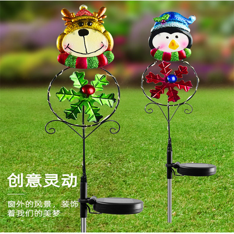 New arrival solar Christmas lights led snowman elk penguin floor lamp outdoor garden lawn decoration lights