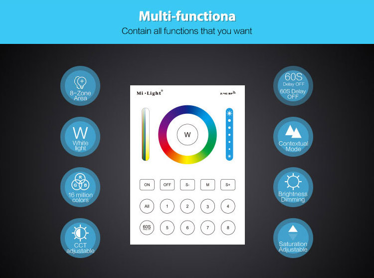 mi boxer B8 8-Zone Smart Panel Remote Controller 2.4G wifi wireless rotary led dimmer ceiling fan dimmer switch for lighting hom