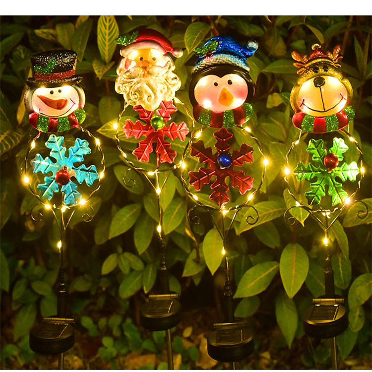 Solar Garden Stake Lights IP65 Waterproof Cute Santa Claus Elk Penguin Snowman Solar Pathway Lights Outdoor