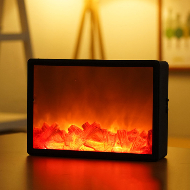 LED Battery and USB Operated Indoor/Outdoor Fireplace Lamp House Shape Fireplace Lantern No Heater Function