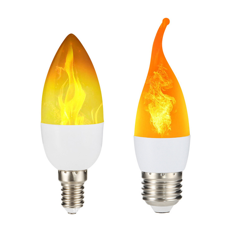 LED Flame Effect Light Bulbs E14 E27 Base Flame Lights Bulbs 110v 220v Fire Night Bulb For Halloween Christmas Party Decoration