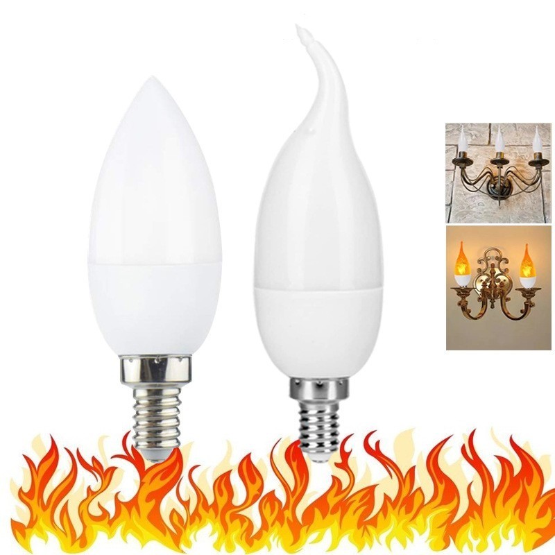 4 Mode LED Candelabra Flame Light Bulb 1.2 Watt Warm White Chandelier Flame Bulbs for Christmas Party Decorations