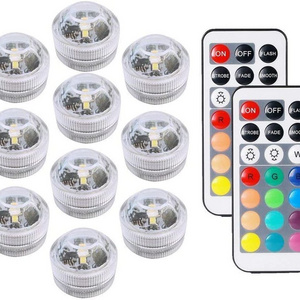 Upgraded Waterproof RGB RGBW Mini Submersible Led Lights Tea Light with RF Remote Control for Pool,Vase,Aquarium