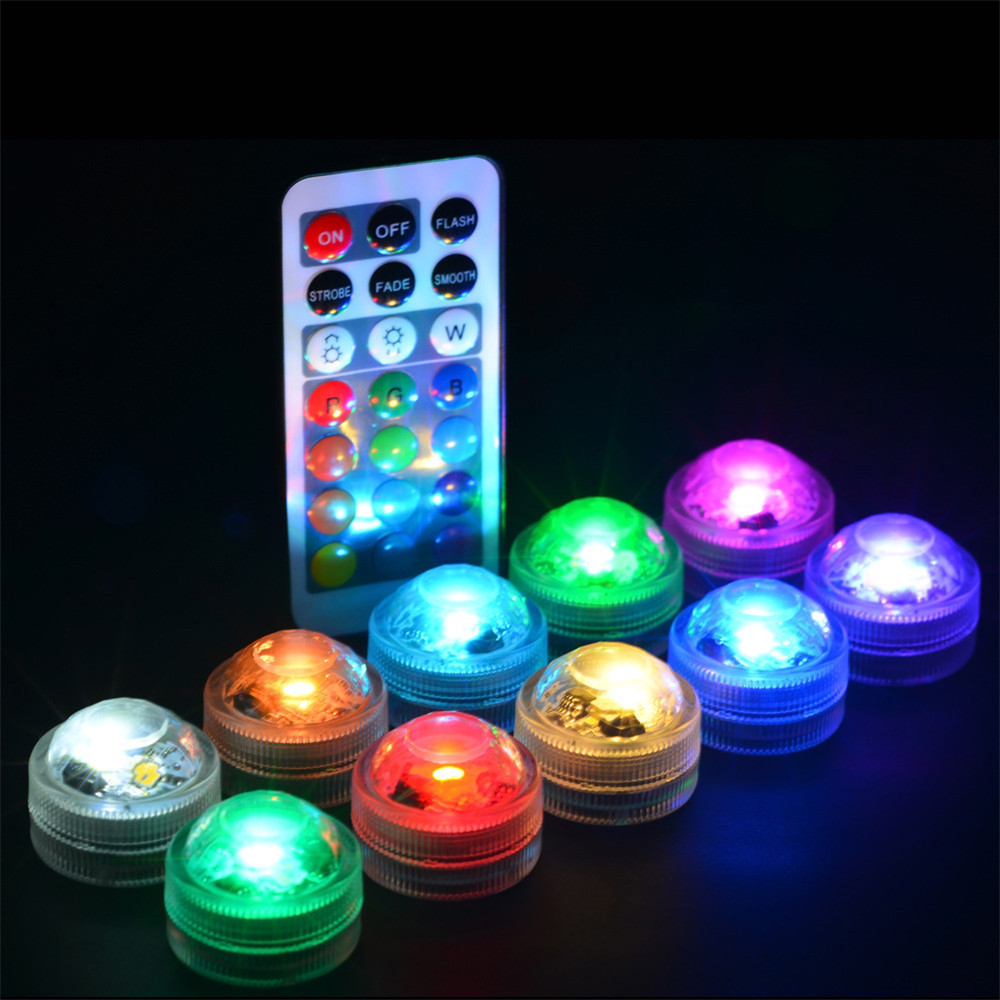 Upgraded Waterproof RGB RGBW Mini Submersible Led Lights Tea Light with RF Remote Control for Pool,Vase,Aquarium