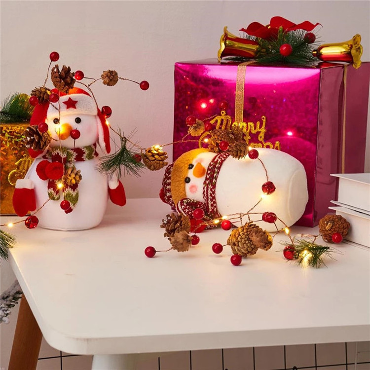 Battery Power Xmas LED Pumpkin Pine Cone Light String Christmas Decorations for Home Wedding Party Holiday Lighting