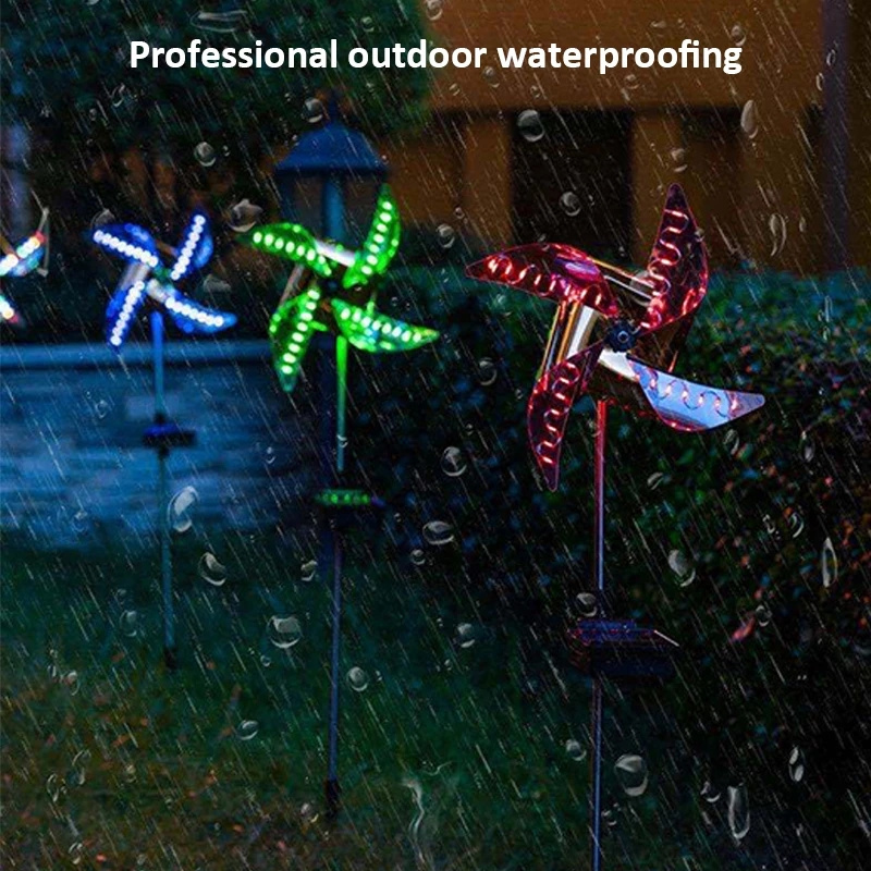 Hot Selling Solar Windmill Spinner Lights Outdoor IP65 Waterproof Pinwheel Lights 4 Leaves Rotating Christmas Halloween Lighting