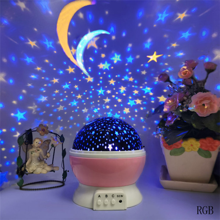 Projector Romantic Lamp 360 Degree Automatic Rotating Night Light Spin Starry sky moon Baby kids Sleep night light